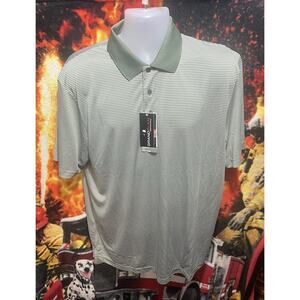 NWT MENS GRAND SLAM PERFORMANCE Agave Green Striped POLO GOLF‎ SHIRT SIZE Large